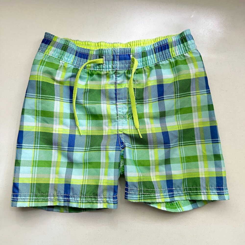 Old Navyβ Boy's 12-18 mo Green Plaid Swim Shorts